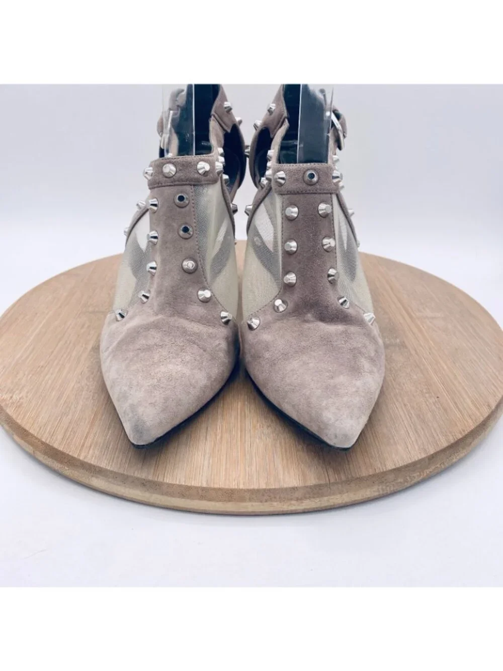 Stuart Weitzman Shoes Womens 7.5 Gray Suede Stiletto Heels Studded Steampunk